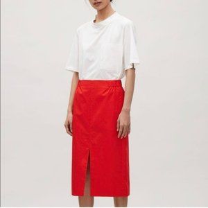 COS | Front Slit Midi Skirt in Red